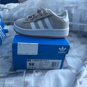 adidas Kids Campus Suede Sneaker - Light Taupe & White